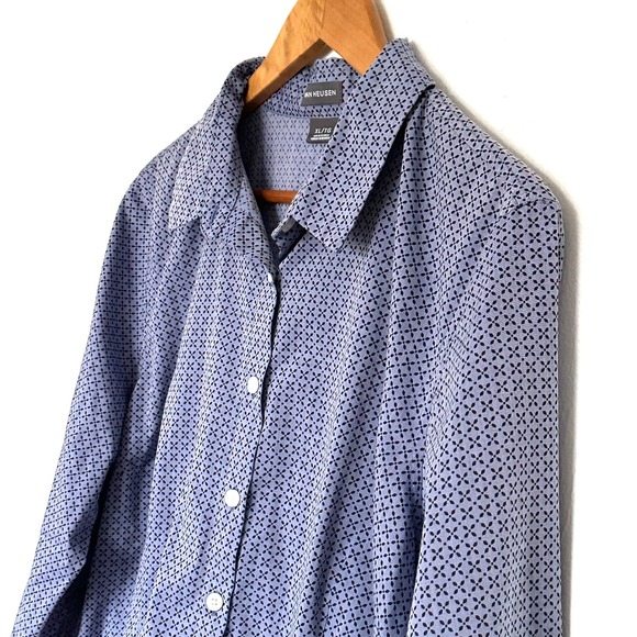 VAN HEUSEN Shirt Women's XL Geometric Button Down 3/4 Sleeve Lightweight Top - Picture 3 of 8